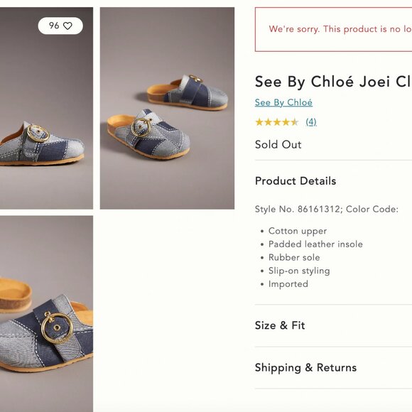 BRAND NEW!!See by Chloe Joei Clogs ANTHROPOLOGIE. SZ 6 - 6 1/2. EU37 FLASH SALE! - Picture 3 of 9